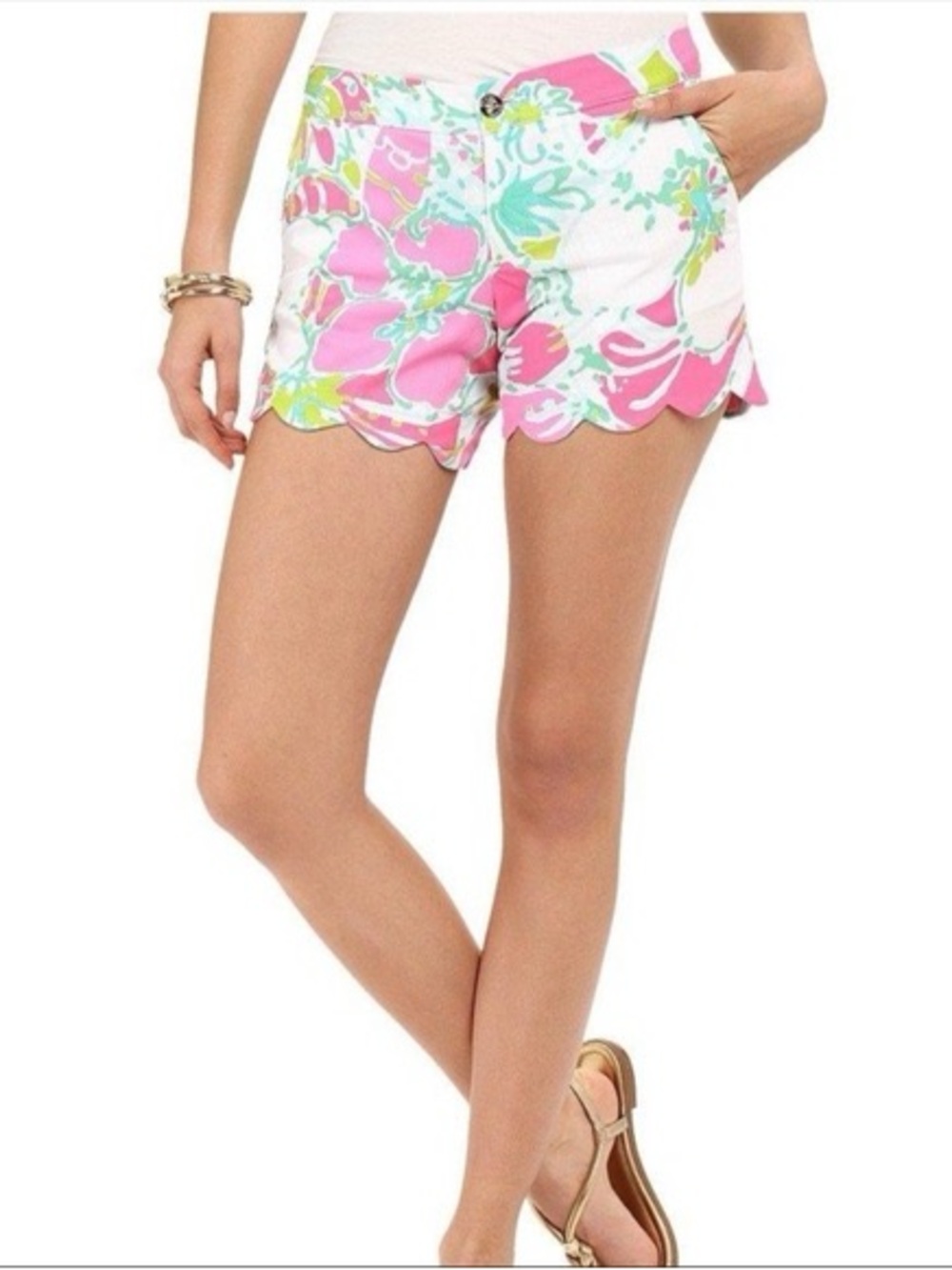 Lilly Pulitzer SZ 00 Womens Hibiscus Stroll The Buttercup
Shorts Scalloped Hem